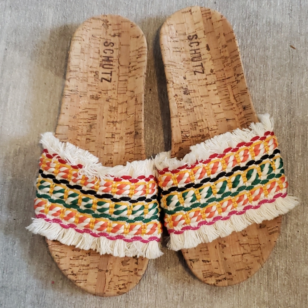 New schutz slide sandal dayani cork slide size 9